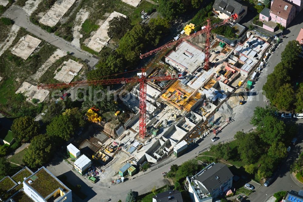 Aerial image Stuttgart - Construction site for the new residential and commercial building on Moeckmuehler Strasse in Stuttgart in the state Baden-Wuerttemberg, Germany
