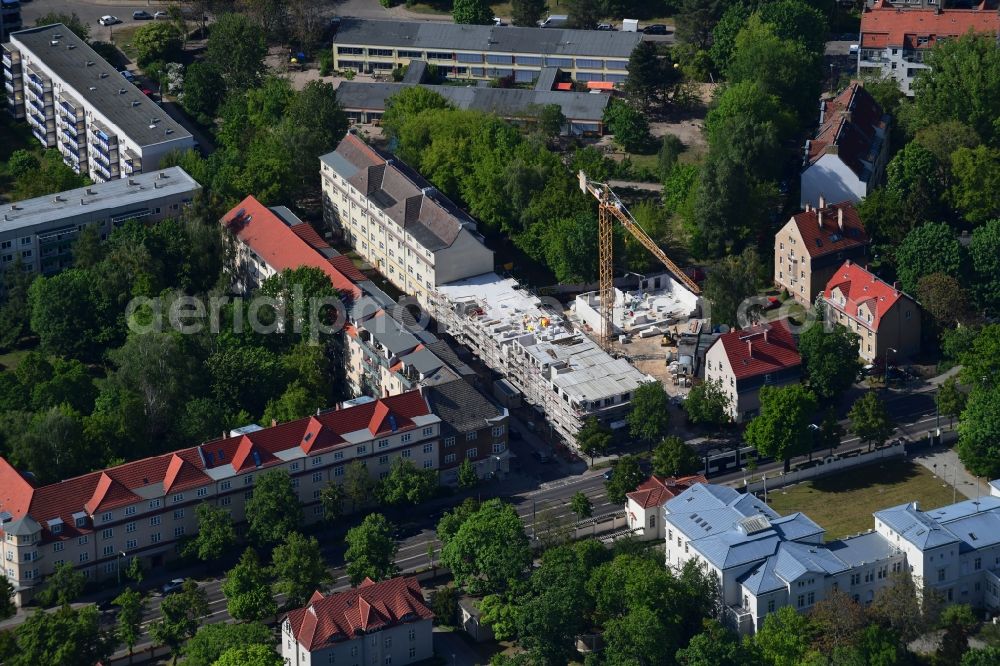 Aerial image Potsdam - Construction site for the new residential and commercial building Stormstrasse corner Zeppelinstrasse in the district Potsdam West in Potsdam in the state Brandenburg, Germany