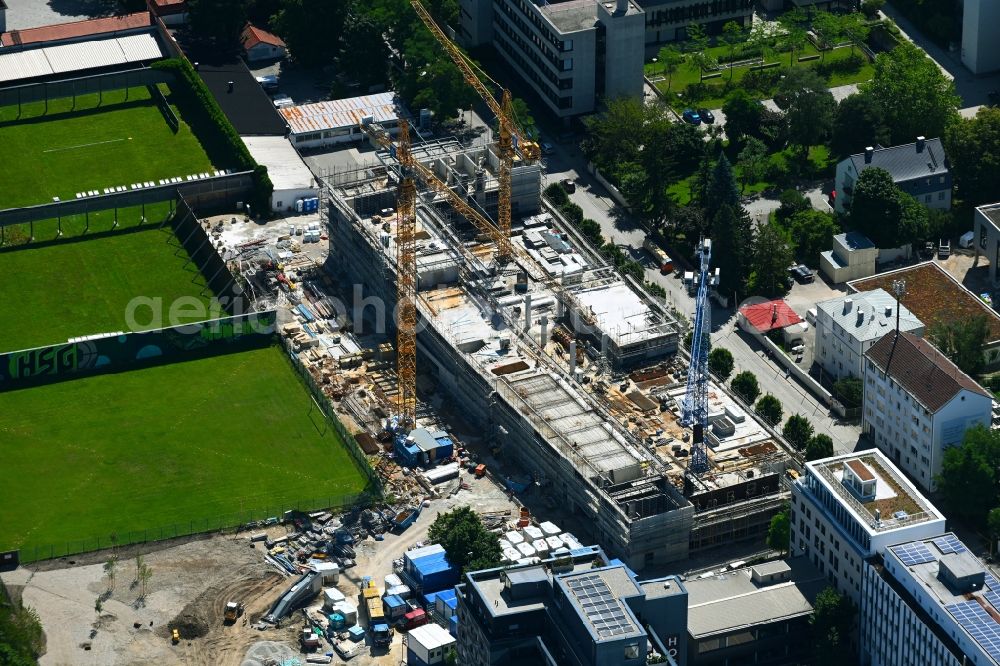Aerial photograph München - Construction site for the new residential and commercial building on Zielstattstrasse in the district Sendling-Westpark in Munich in the state Bavaria, Germany