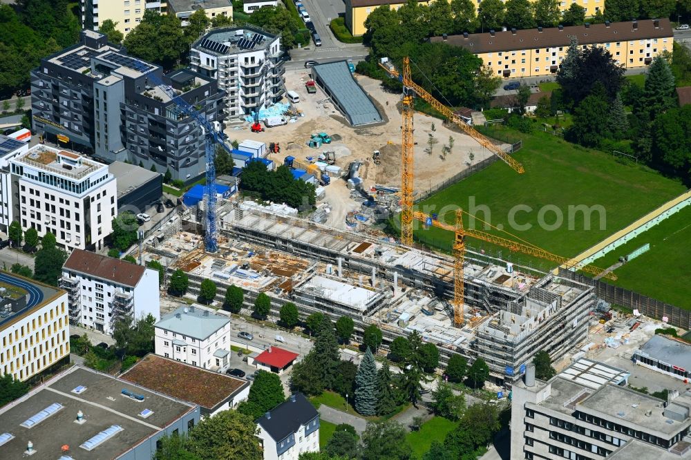 Aerial photograph München - Construction site for the new residential and commercial building on Zielstattstrasse in the district Sendling-Westpark in Munich in the state Bavaria, Germany