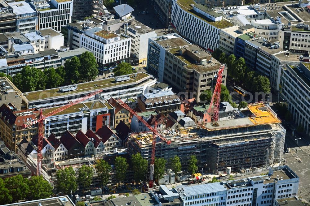 Stuttgart from above - Construction site for the new residential and commercial building of Projekts Calwer Passage with offices and shopping mall in the district Neue Vorstadt in Stuttgart in the state Baden-Wurttemberg, Germany