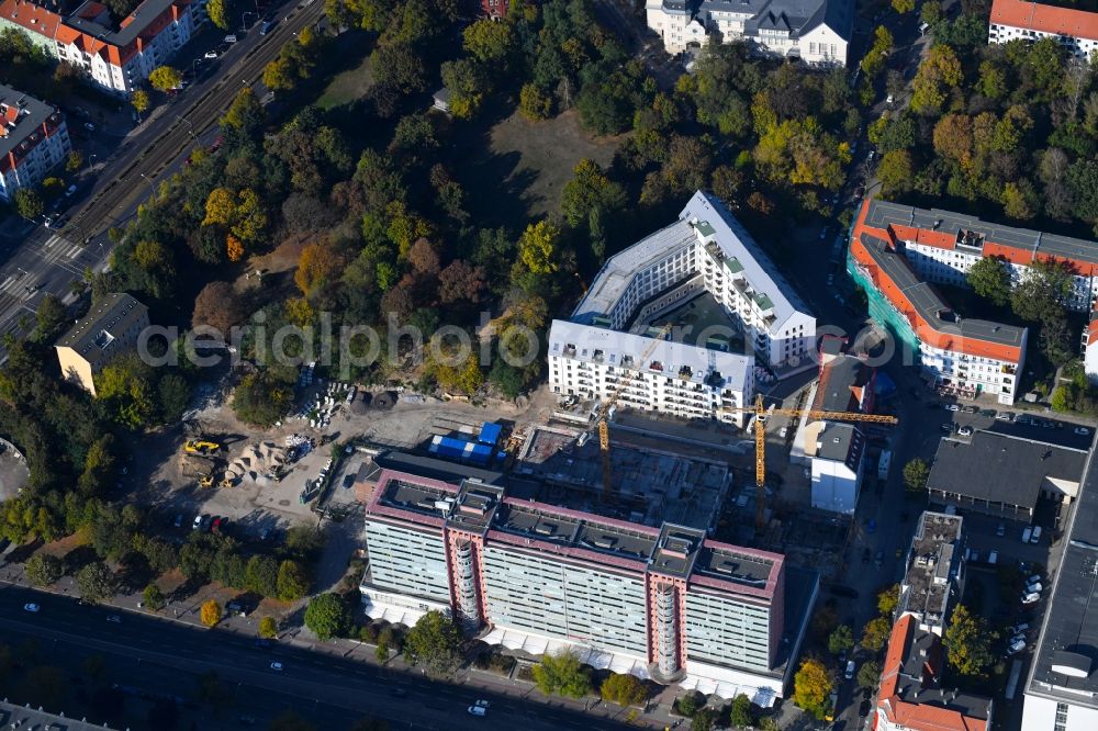 Berlin from above - Construction site for the new residential and commercial building on the Rathausstrasse in the district Lichtenberg in Berlin, Germany