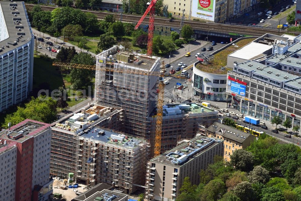 Aerial photograph Berlin - Construction site for the new residential and commercial building on the Rathausstrasse in the district Lichtenberg in Berlin, Germany