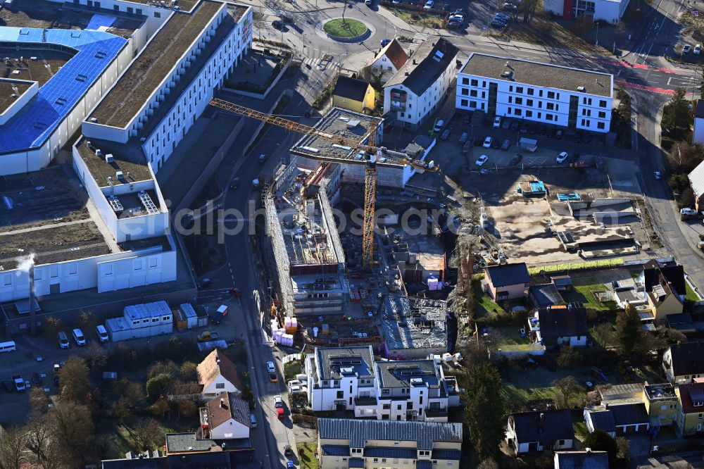 Aerial photograph Neumarkt in der Oberpfalz - Construction site for the new residential and commercial building Schwarzach7 on street Schwarzachweg in the district Woffenbach in Neumarkt in der Oberpfalz in the state Bavaria, Germany