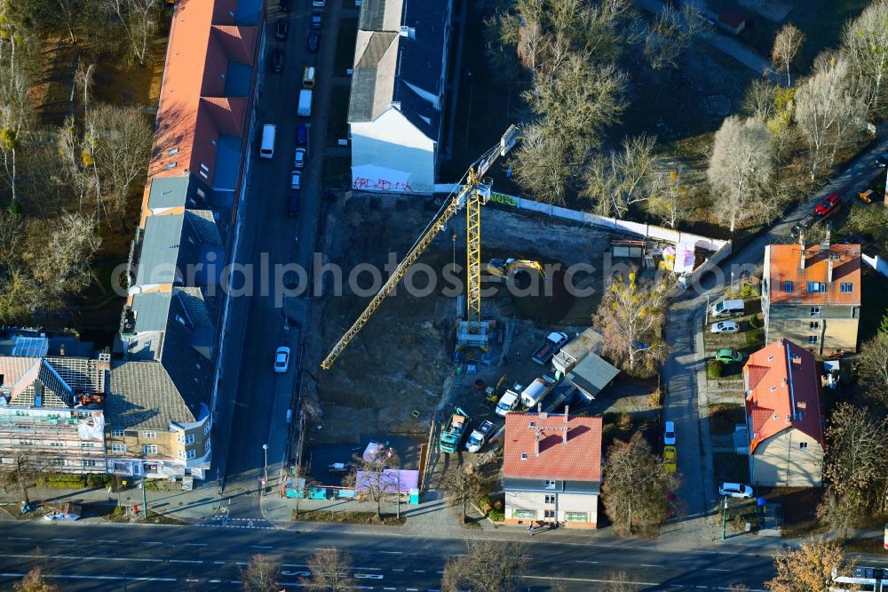 Aerial photograph Potsdam - Construction site for the new residential and commercial building Stormstrasse corner Zeppelinstrasse in the district Potsdam West in Potsdam in the state Brandenburg, Germany