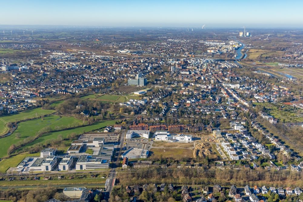Aerial image Hamm - construction site for the new multi-family housing development Paracelsuspark on Marker Allee in Hamm at Ruhrgebiet in the state of North Rhine-Westphalia