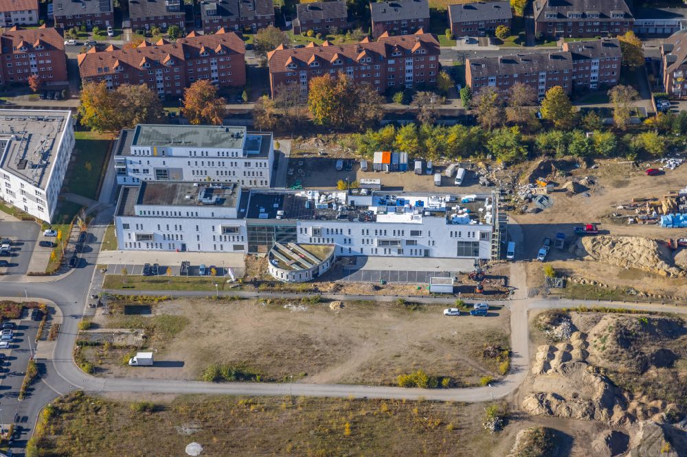 Aerial photograph Hamm - construction site for the new multi-family housing development Paracelsuspark on Marker Allee in Hamm at Ruhrgebiet in the state of North Rhine-Westphalia
