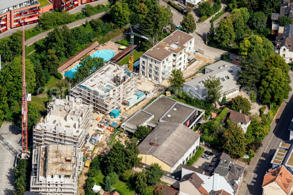 Aerial photograph Lahr/Schwarzwald - Construction site for the multi-family residential building on Aktienbad in Lahr/Schwarzwald in the state Baden-Wuerttemberg, Germany