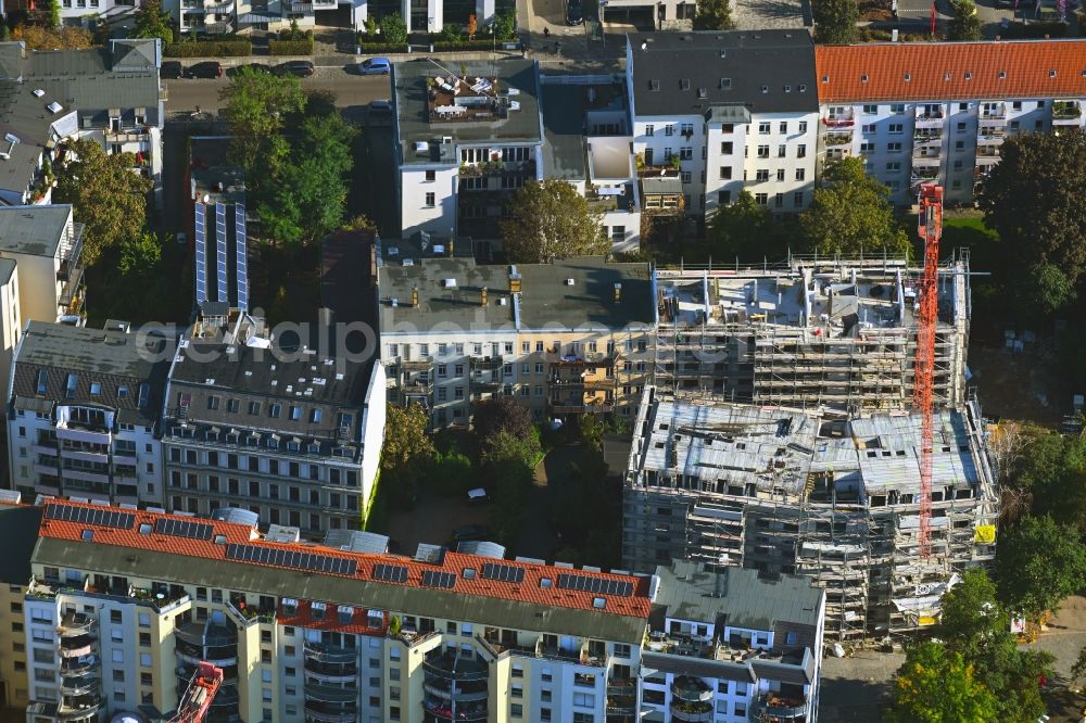Aerial image Leipzig - Construction site for the multi-family residential building on Alexanderstrasse in Leipzig in the state Saxony, Germany