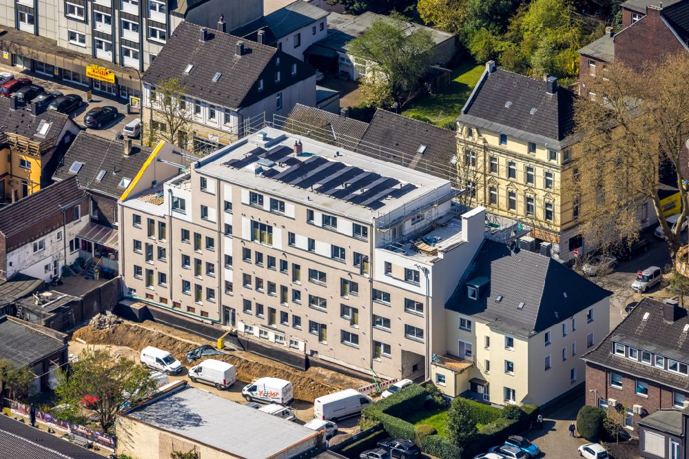 Dortmund from the bird's eye view: construction site for the multi-family residential building on street Alte Benninghofer Strasse in the district Clarenberg in Dortmund at Ruhrgebiet in the state North Rhine-Westphalia, Germany