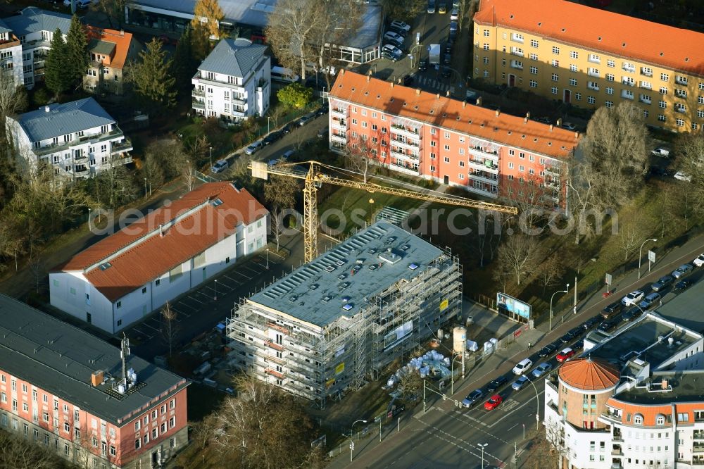 Aerial photograph Berlin - Construction site for the multi-family residential building on Bahnhofstrasse in the district Koepenick in Berlin, Germany