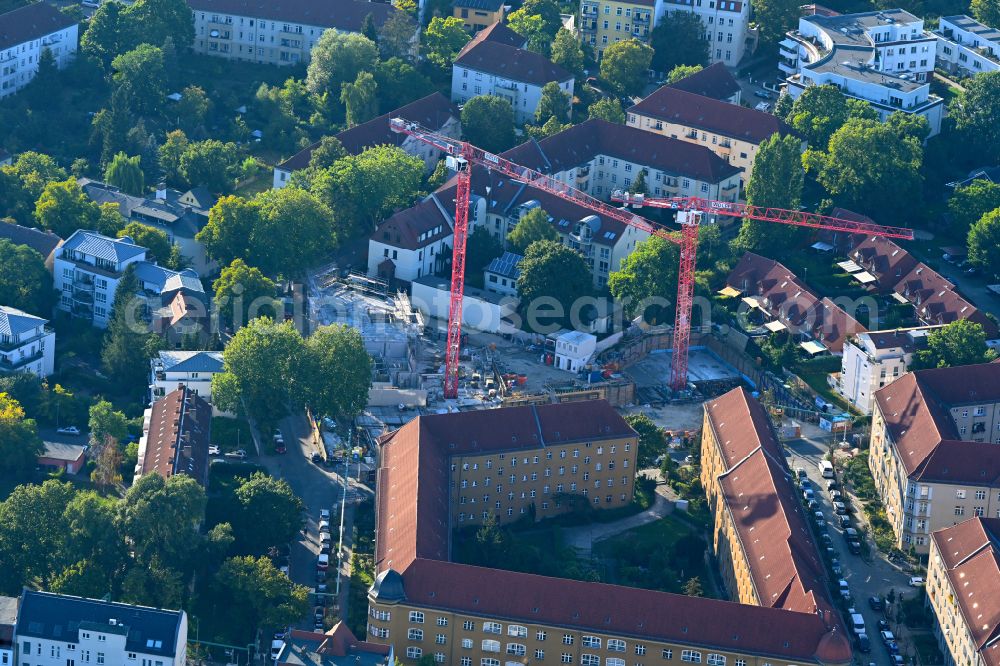 Aerial photograph Berlin - Construction site for the multi-family residential building COe Berlin on street Annenallee - Haemmerlingstrasse in the district Koepenick in Berlin, Germany