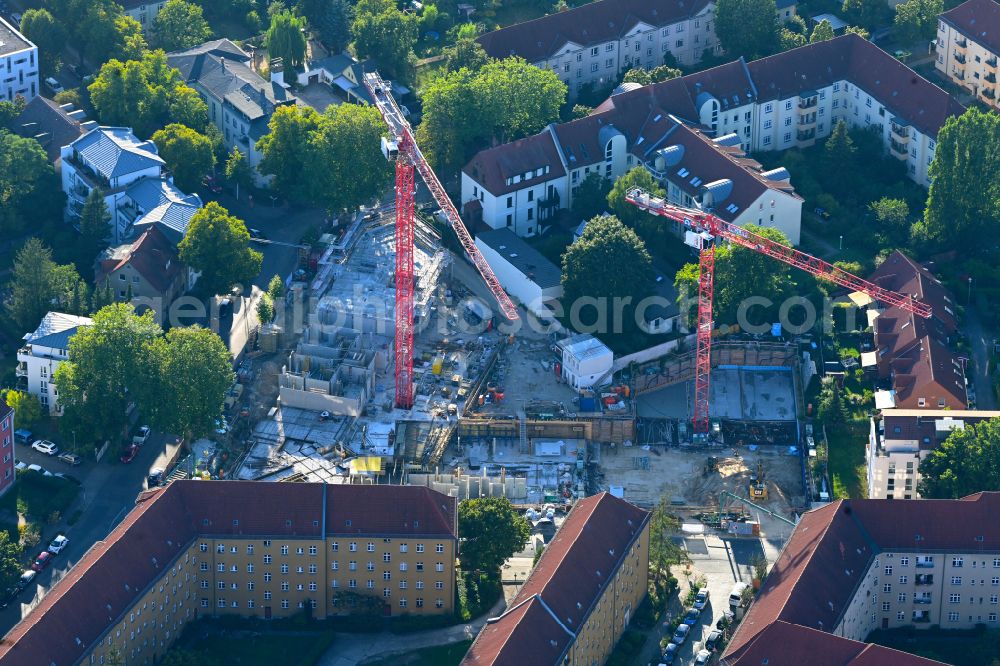 Berlin from above - Construction site for the multi-family residential building COe Berlin on street Annenallee - Haemmerlingstrasse in the district Koepenick in Berlin, Germany
