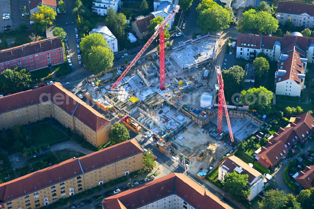 Berlin from the bird's eye view: Construction site for the multi-family residential building COe Berlin on street Annenallee - Haemmerlingstrasse in the district Koepenick in Berlin, Germany