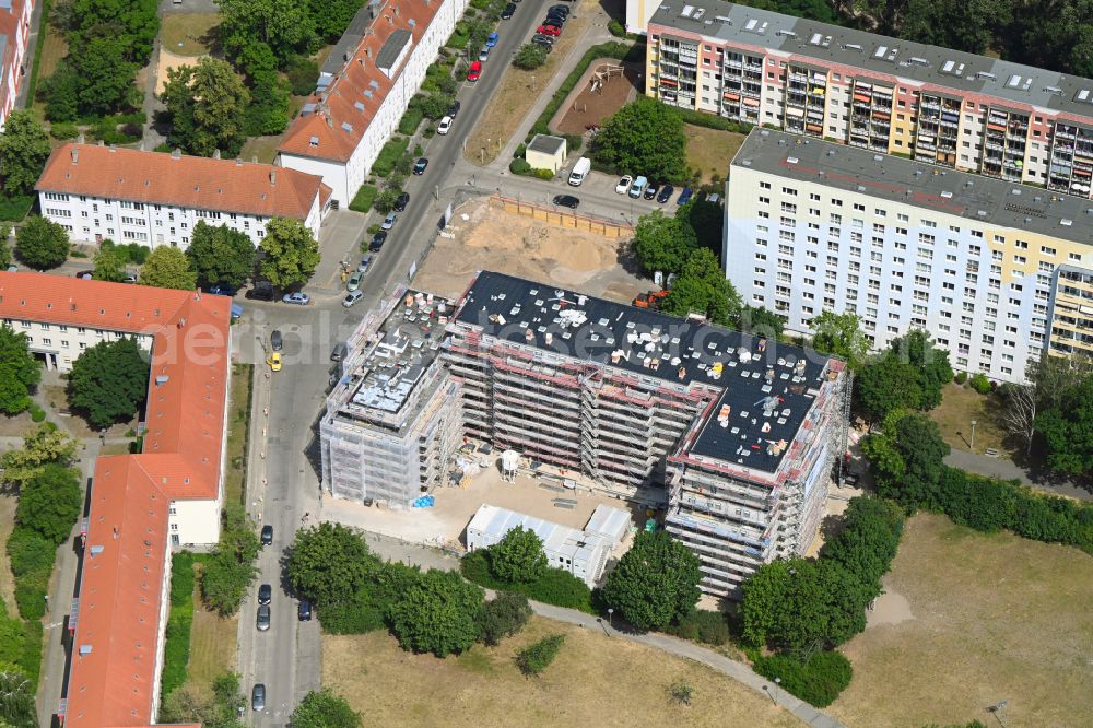 Berlin from the bird's eye view: Construction site for the multi-family residential building on street Vesaliusstrasse in the district Pankow in Berlin, Germany