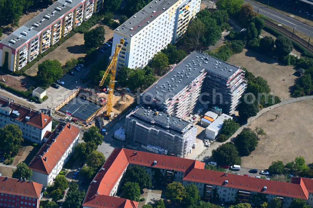 Berlin from above - Construction site for the multi-family residential building on street Vesaliusstrasse in the district Pankow in Berlin, Germany