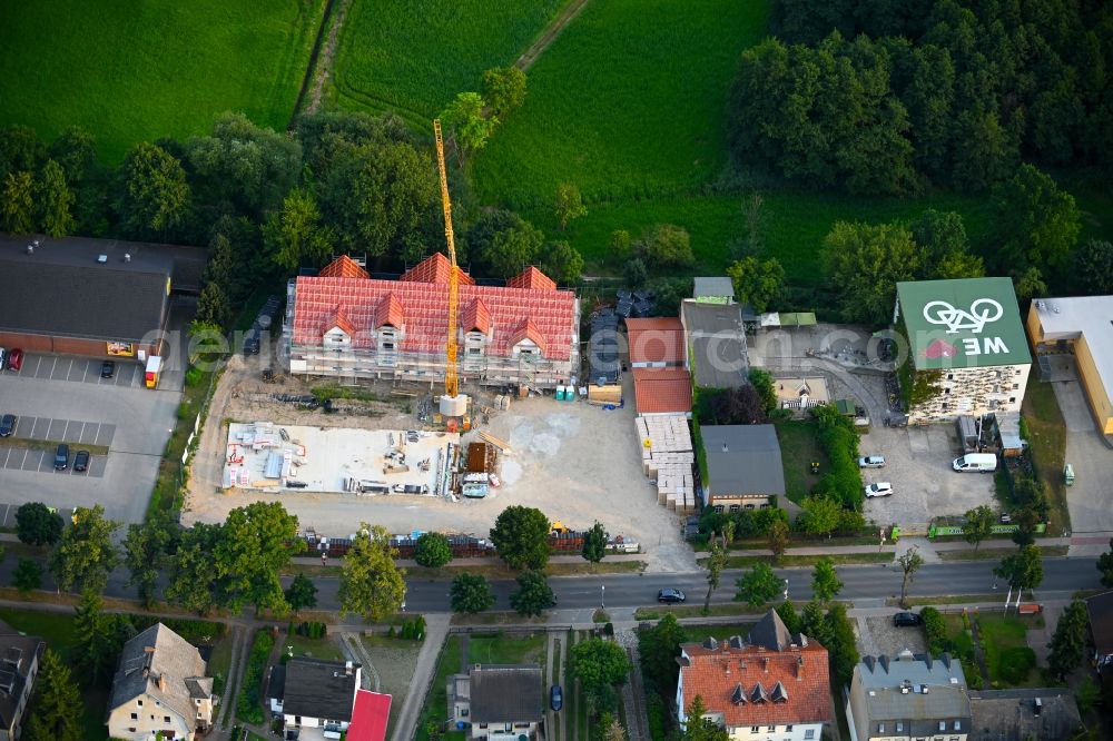 Aerial image Altlandsberg - Construction site for the multi-family residential building on Berliner Allee in Altlandsberg in the state Brandenburg, Germany
