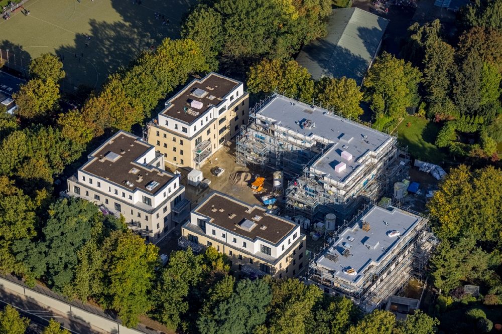 Aerial photograph Gelsenkirchen - Construction site for the multi-family residential building on Breddestrasse in the district Buer in Gelsenkirchen at Ruhrgebiet in the state North Rhine-Westphalia, Germany