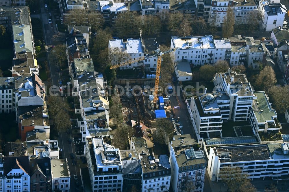 Aerial photograph Hamburg - Construction site for the multi-family residential building on Brodersweg in the district Rotherbaum in Hamburg, Germany