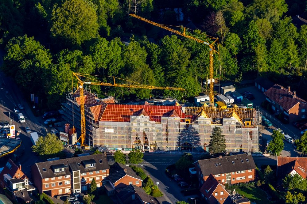 Aerial photograph Münster - Construction site for the multi-family residential building on Dorbaumstrasse corner Sudmuehlenstrasse in the district Handorf in Muenster in the state North Rhine-Westphalia, Germany