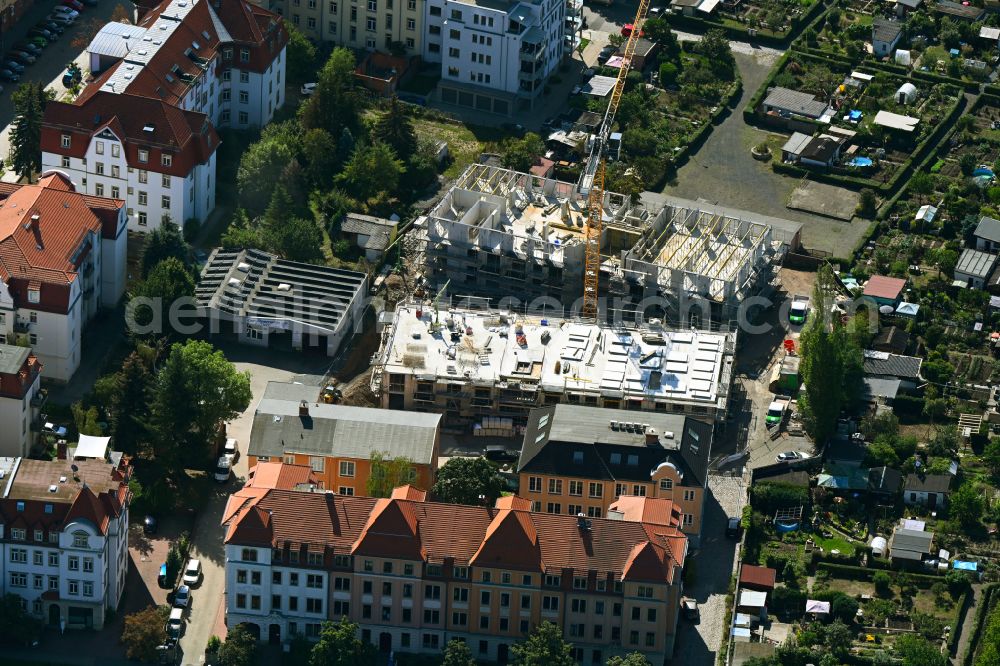 Aerial photograph Dresden - Construction site for the multi-family residential building on street Froebelstrasse in the district Friedrichstadt in Dresden in the state Saxony, Germany
