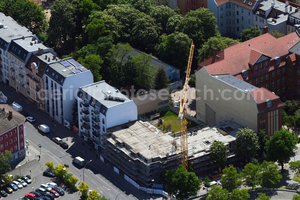 Berlin from above - Construction site for the construction of an apartment building on Einbecker Strasse - Woennichstrasse in the Rummelsburg district in Berlin, Germany