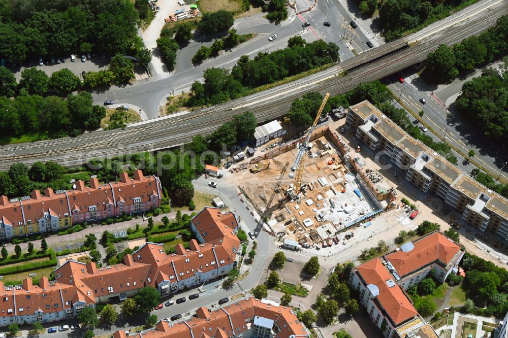 Aerial photograph Nürnberg - Construction site for the multi-family residential building Europaplatz - Gertrud-Krueger-Weg on street Kaeppelstrasse in the district Sankt Jobst in Nuremberg in the state Bavaria, Germany