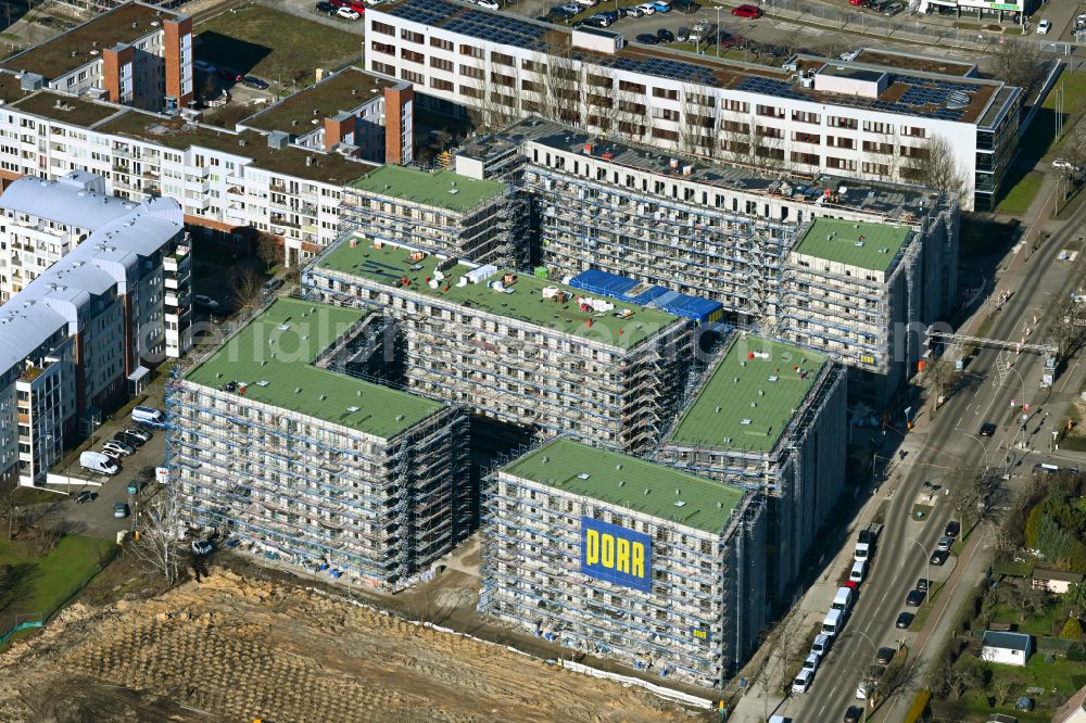 Berlin from the bird's eye view: Construction site for the multi-family residential building Ferdinand's Garden on street Plauener Strasse in the district Hohenschoenhausen in Berlin, Germany