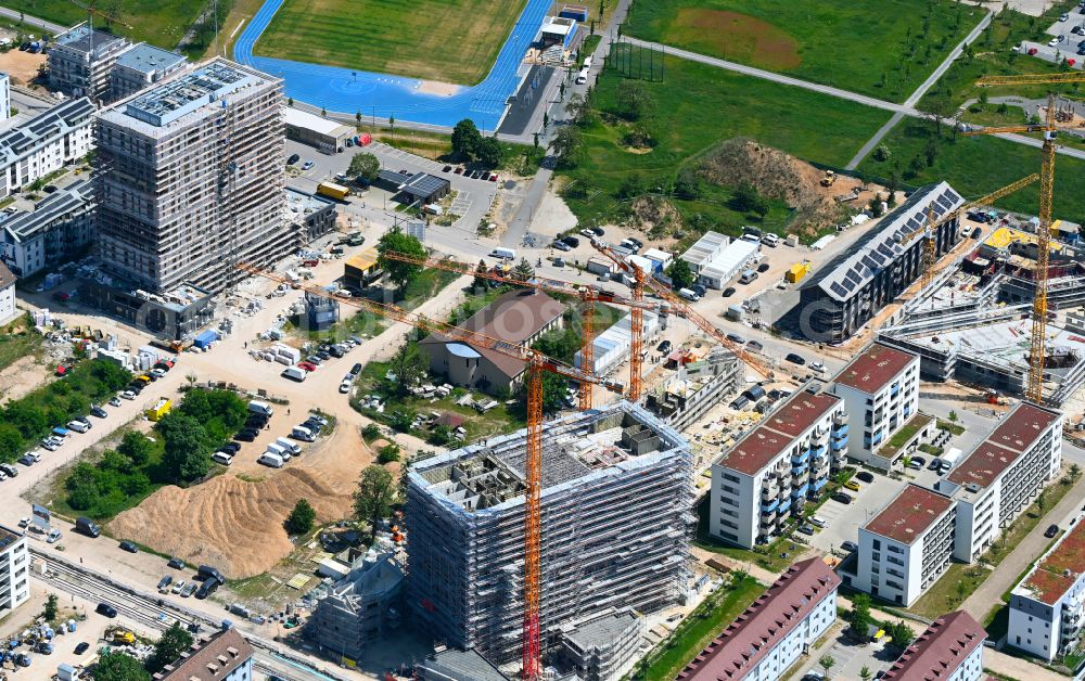 Aerial image Mannheim - Construction site for the multi-family residential building Franklin Village on Franklin-D.-Roosevelt-Strasse in the district Kaefertal in Mannheim in the state Baden-Wuerttemberg, Germany