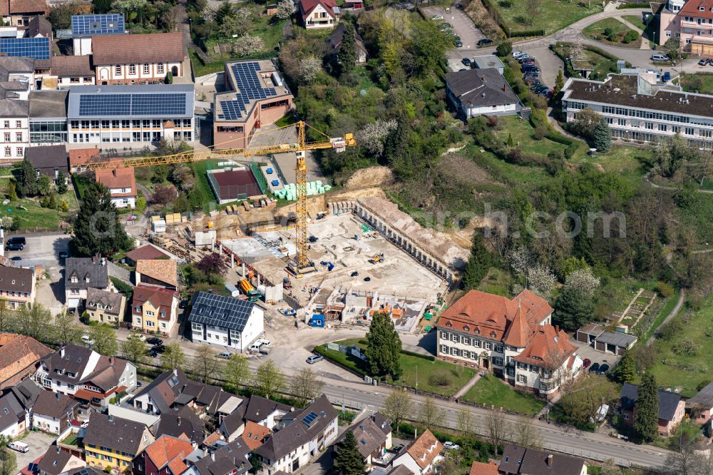 Aerial image Ettenheim - Construction site for the multi-family residential building on Frauenweg in Ettenheim in the state Baden-Wuerttemberg, Germany