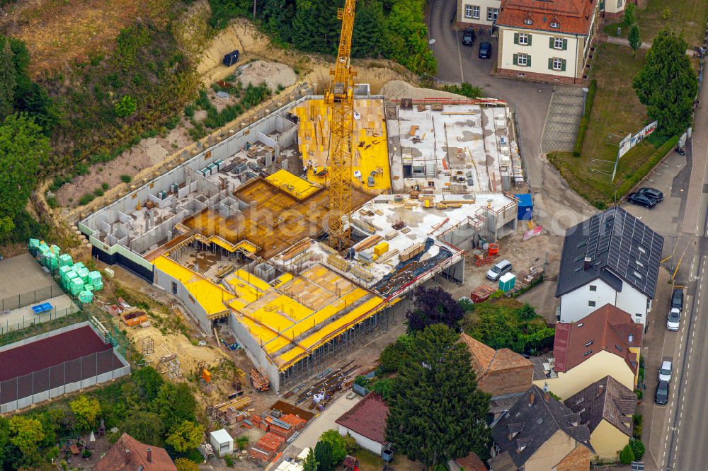 Aerial image Ettenheim - Construction site for the multi-family residential building on Frauenweg in Ettenheim in the state Baden-Wuerttemberg, Germany