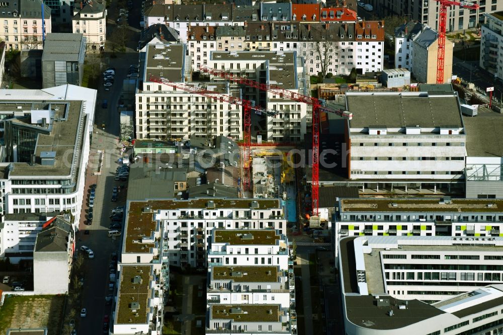Frankfurt am Main from above - Construction site for the multi-family residential building GALLUS RESIDENCE on Lahnstrasse in the district Gallus in Frankfurt in the state Hesse, Germany