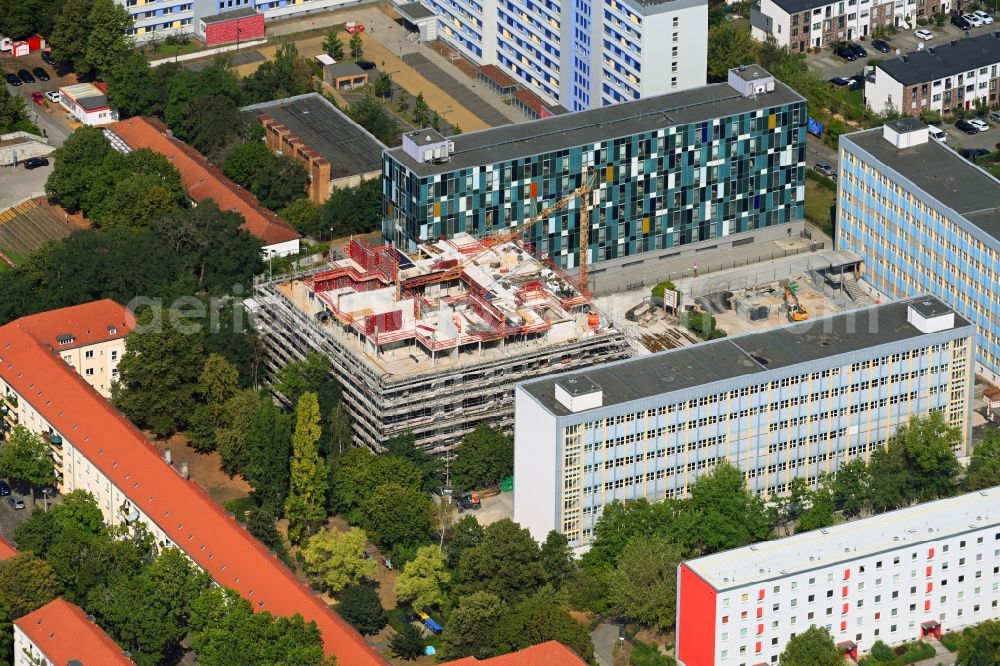 Berlin from above - Construction site for the multi-family residential building Gotlinde on Gotlindestrasse in the district Lichtenberg in Berlin, Germany
