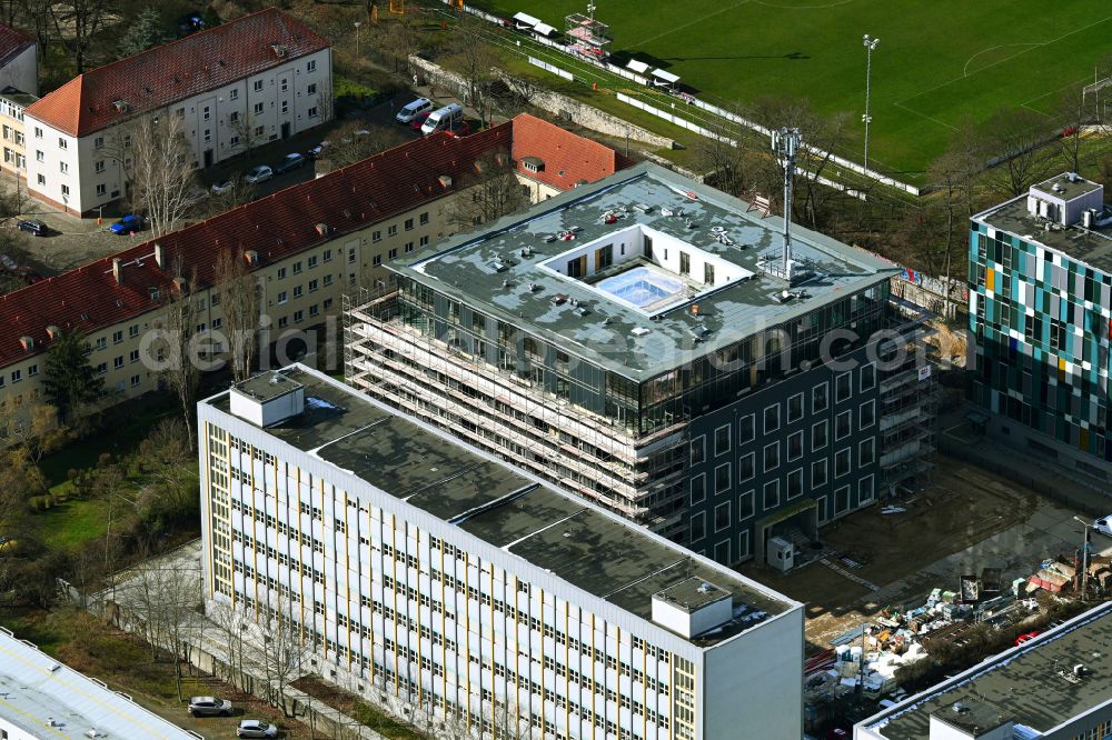 Berlin from above - Construction site for the multi-family residential building Gotlinde on Gotlindestrasse in the district Lichtenberg in Berlin, Germany