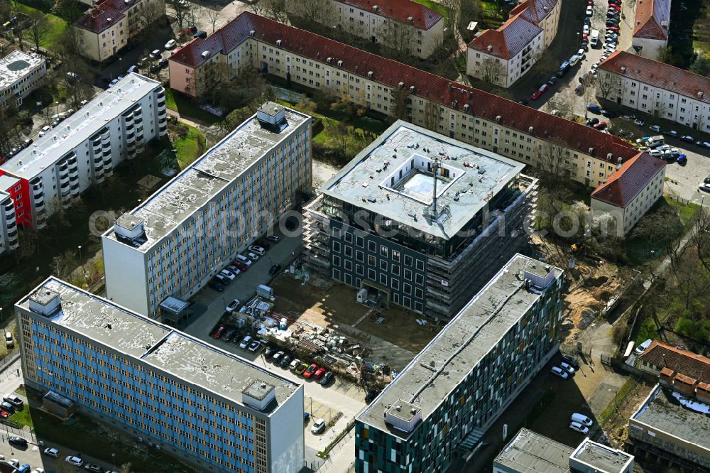Aerial image Berlin - Construction site for the multi-family residential building Gotlinde on Gotlindestrasse in the district Lichtenberg in Berlin, Germany
