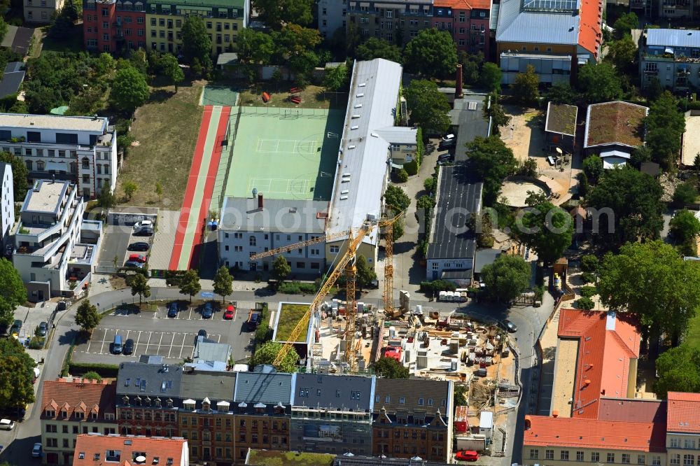 Aerial image Dresden - Construction site for the multi-family residential building on Goerlitzer Strasse in the district Aeussere Neustadt in Dresden in the state Saxony, Germany