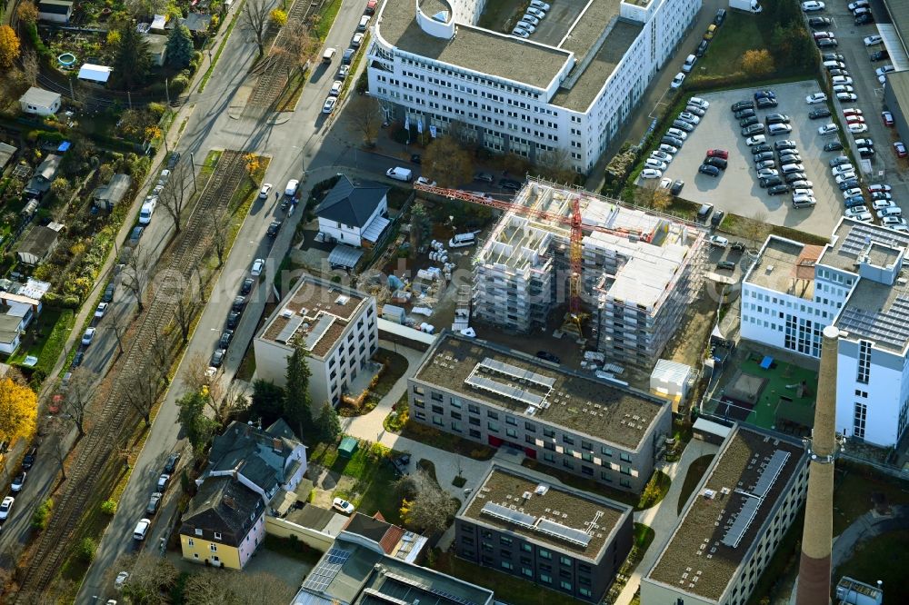 Aerial photograph Berlin - Construction site for the multi-family residential building on Treskowstrasse in the district Heinersdorf in Berlin, Germany