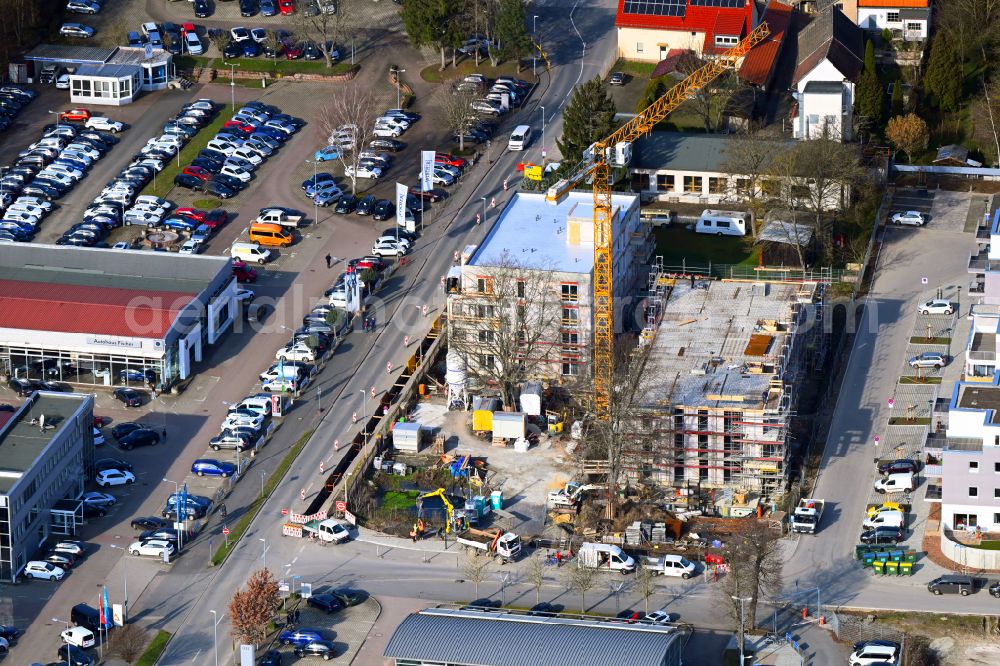 Aerial image Jena - Construction site for the multi-family residential building on street Brueckenstrasse in the district Zwaetzen in Jena in the state Thuringia, Germany
