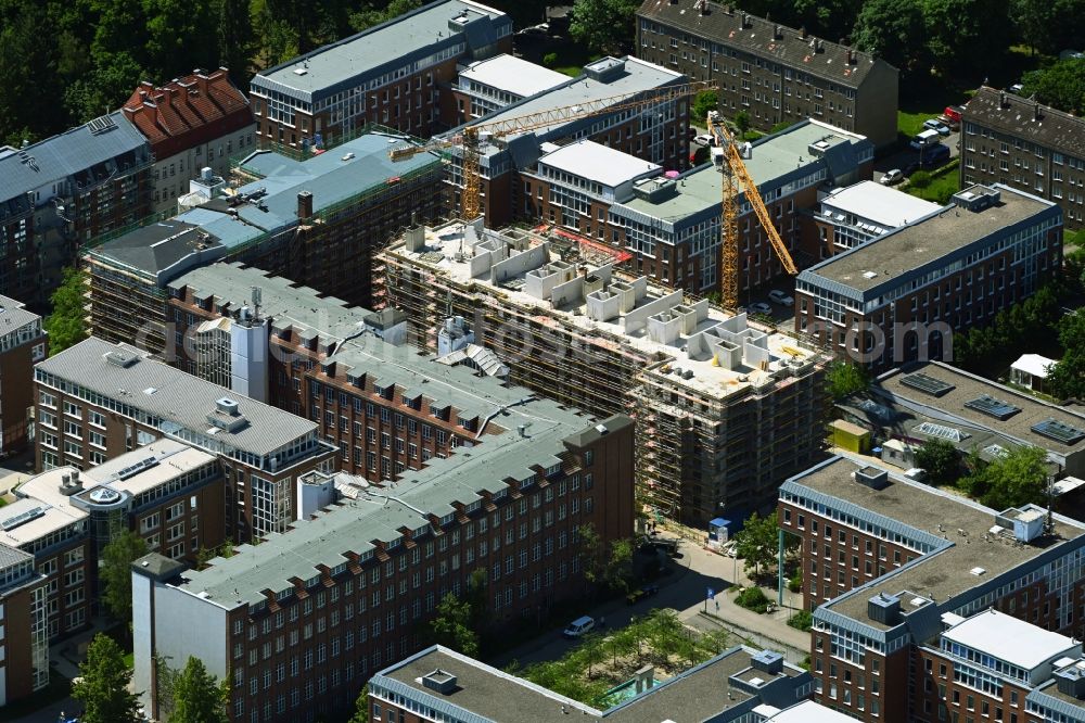 Berlin from above - Construction site for the multi-family residential building on Johannes-Itten-Strasse - DGZ-Ring in the district Weissensee in Berlin, Germany