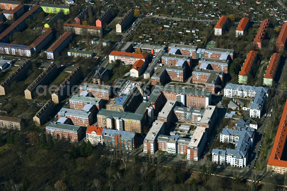 Berlin from the bird's eye view: Construction site for the multi-family residential building on Johannes-Itten-Strasse - DGZ-Ring in the district Weissensee in Berlin, Germany
