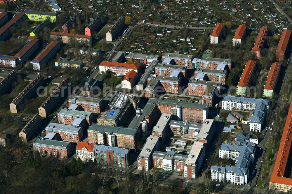 Aerial image Berlin - Construction site for the multi-family residential building on Johannes-Itten-Strasse - DGZ-Ring in the district Weissensee in Berlin, Germany