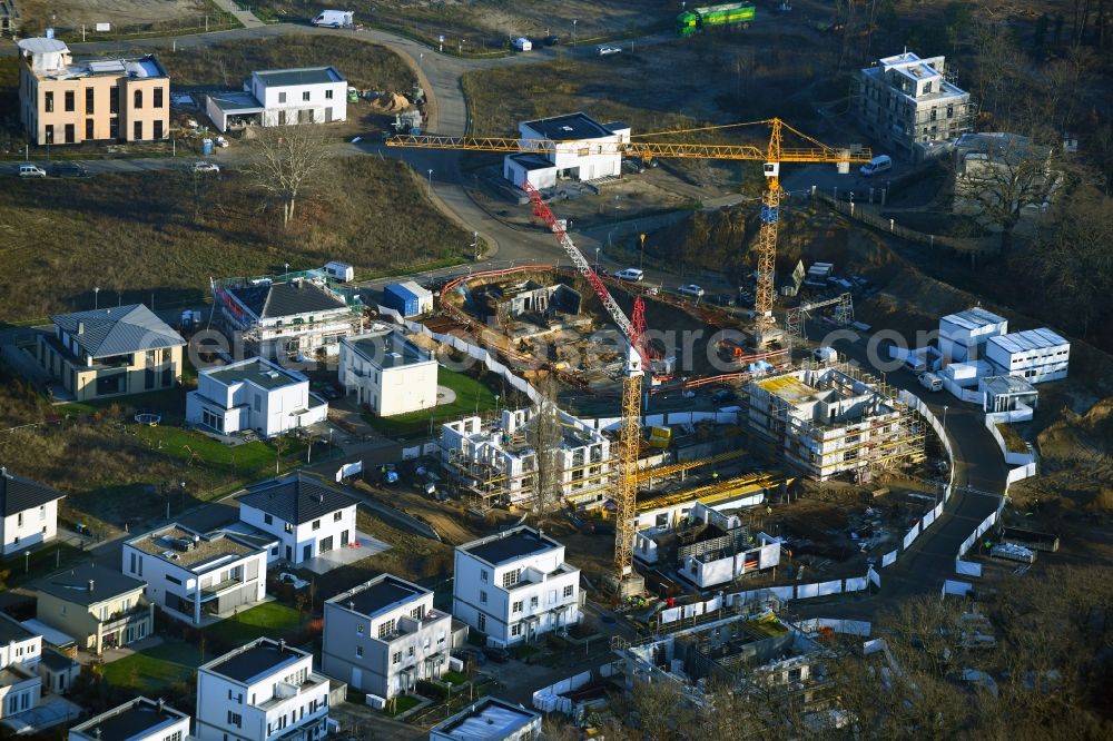 Aerial photograph Potsdam - Construction site for the multi-family residential building Am Jungfernsee in the district Nedlitz in Potsdam in the state Brandenburg, Germany