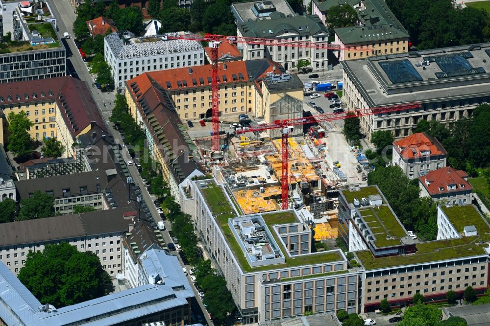 München from the bird's eye view: Construction site for the multi-family residential building on Katharina-von-Bora-Strasse - Karlstrasse in the district Maxvorstadt in Munich in the state Bavaria, Germany