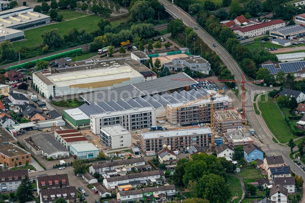 Aerial image Kenzingen - Construction site for the multi-family residential building in Kenzingen in the state Baden-Wuerttemberg, Germany