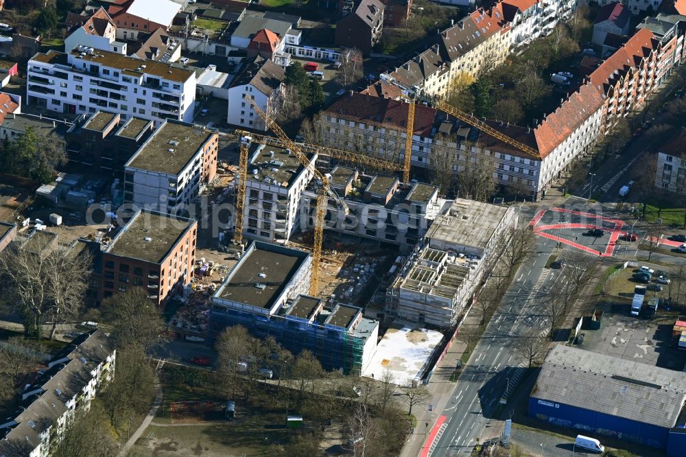 Hannover from above - Construction site for the multi-family residential building on Kesselstrasse in the district Limmer in Hannover in the state Lower Saxony, Germany