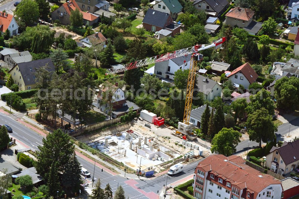 Aerial photograph Berlin - Construction site for the multi-family residential building on Lindenstrasse in the district Kaulsdorf in Berlin, Germany