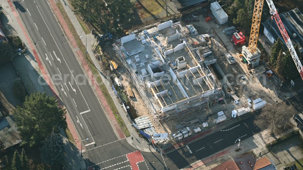 Aerial photograph Berlin - Construction site for the multi-family residential building on Lindenstrasse in the district Kaulsdorf in Berlin, Germany