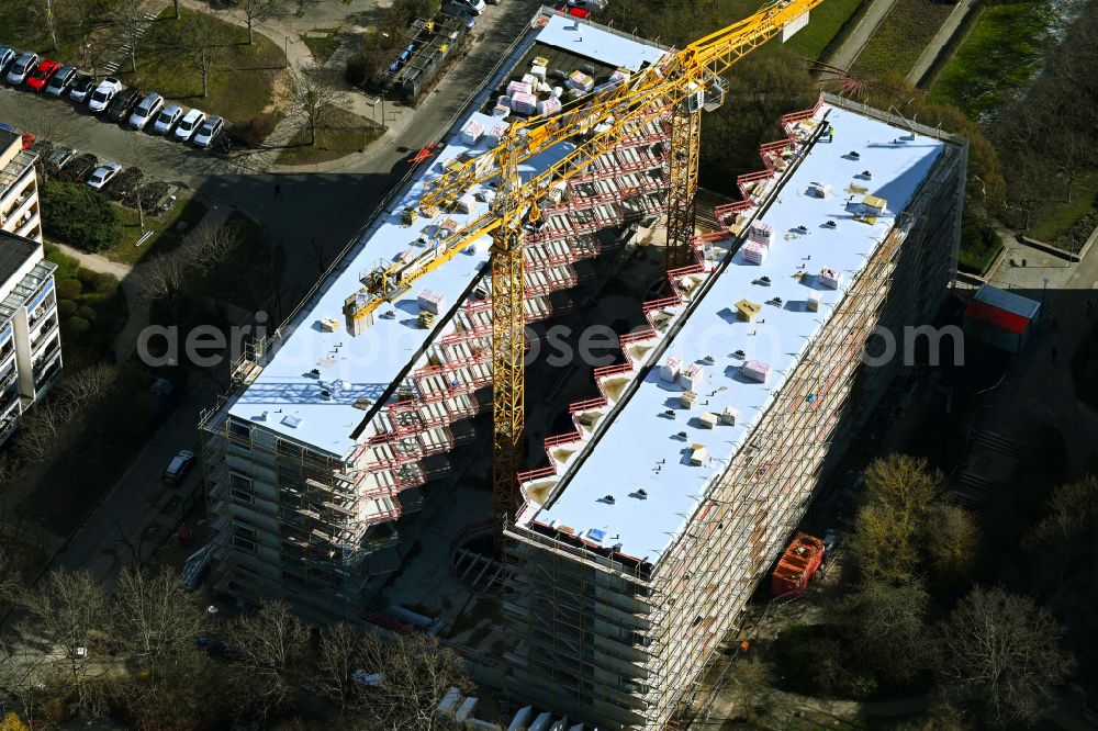 Aerial photograph Berlin - Construction site for the multi-family residential building Lion-Feuchtwanger-Strasse in the district Hellersdorf in Berlin, Germany