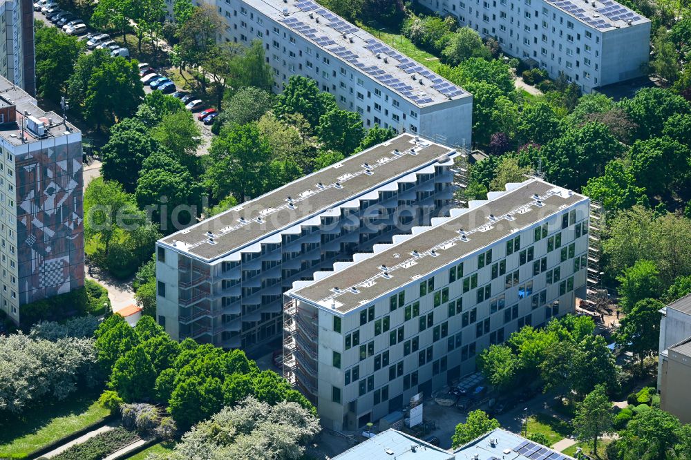 Aerial photograph Berlin - Construction site for the multi-family residential building Lion-Feuchtwanger-Strasse in the district Hellersdorf in Berlin, Germany