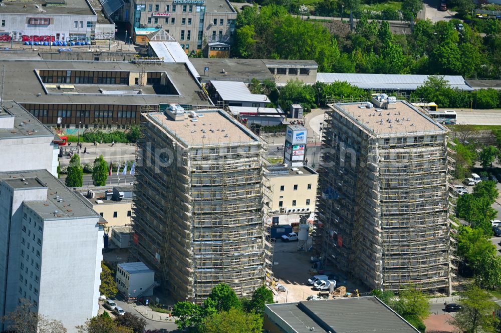 Aerial image Berlin - Construction site for the multi-family residential building on Ludwigsluster Strasse on street Teterower Ring in the district Hellersdorf in Berlin, Germany